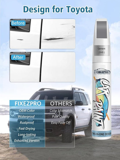 1H5 Cement Car Touch Up Paint for Toyota, Color Match Auto Paint Repair Pen,Professional Car Scratch Repair Remover Pen Quick & Easy to Use