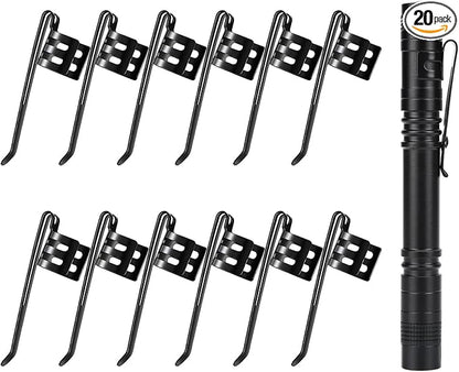 20 Pieces Replacement Flashlight Clip for Removable Accessories, Black Pocket Clip, Pen Clip, Durable?�Lightweight?�Portable