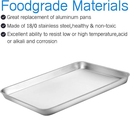 Cookie Sheet and Cooling Rack Set, 16 inch Stainless Steel Baking Pan