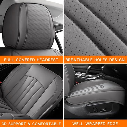 MINGBRON Car Seat Covers Front Seats, Comfortable Leather Car Seat Covers, Waterproof Front Seat Covers for Cars, Luxury Automotive Seat Protecor Covers for Most Sedans SUV Pick-up Truck (Gray)