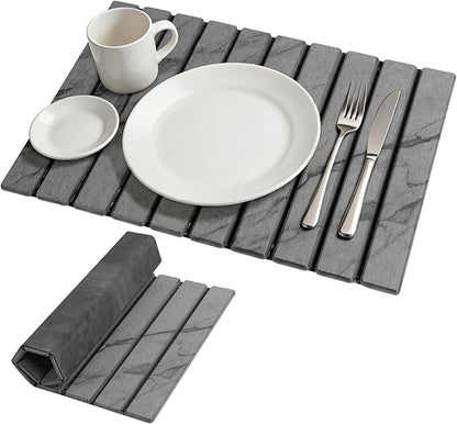 Stone Dish Drying Mat for Kitchen Counter, Foldable Water Absorbing