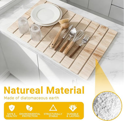 Dish Drying Mats, Large 24x16 Inch Diatomaceous Earth Drying Mat /