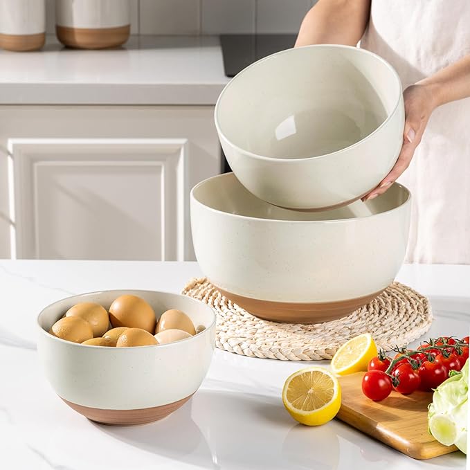 AmorArc Ceramic Mixing Bowls|Nesting Bowls Set of 3