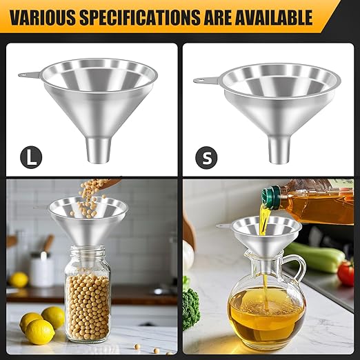 3 Pack Stainless Steel Kitchen Funnel Set, funnels
