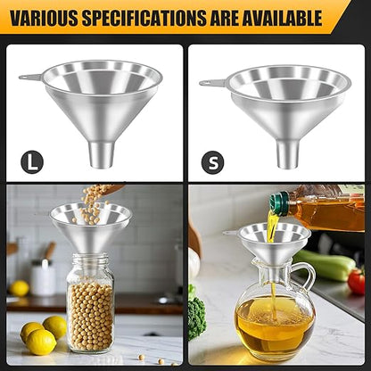 3 Pack Stainless Steel Kitchen Funnel Set, funnels