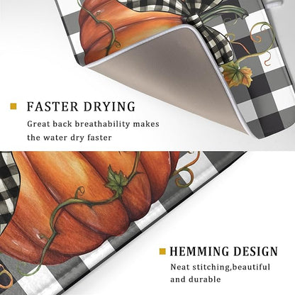 Fall Drying Mats for Kitchen Counter Fall Pumpkin Dish Drying Mat 18 x 24 Inch