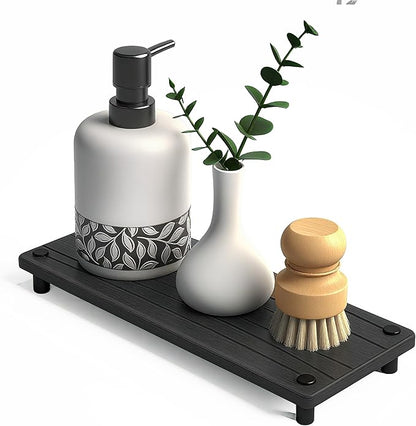 Quick Dry Sink Caddy Kitchen Sink Organizer, Water Absorbing Stone Tray