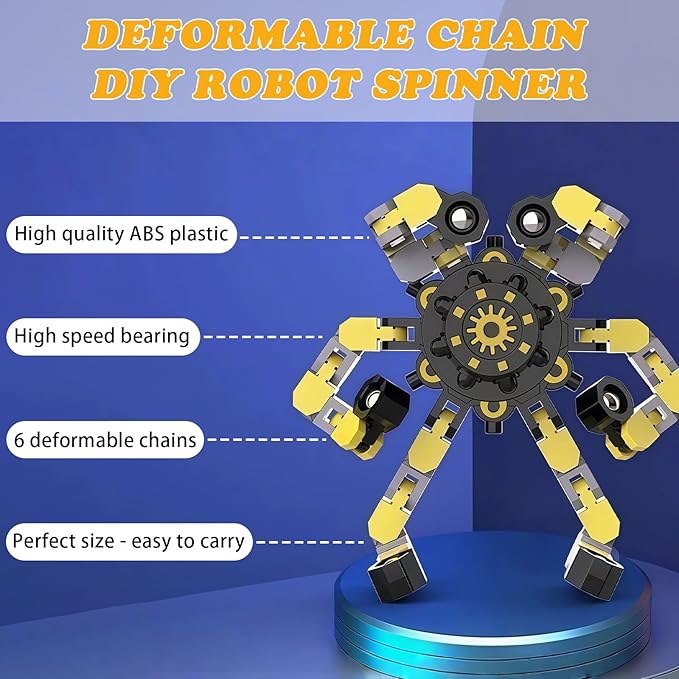 12pcs Transformable Fidget Spinners Children's Advanced Fidget Toys for Stress Relief Ideal Fidget Spinners for Sensory Toys for Boys and Girls with Autism，Party Favors