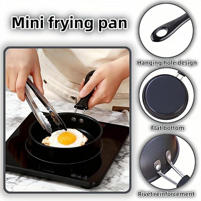 4.7 Inch Mini Frying Pan, Flat Bottom Design
