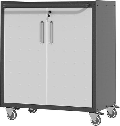 Metal Storage Cabinet with Wheels, Rolling Tool Cabinet with Doors and Shelves