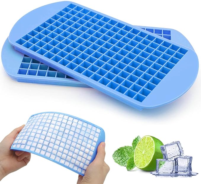 Mini Ice Cube Trays Set of 2-160 Small Ice Cubes Silicone Mold
