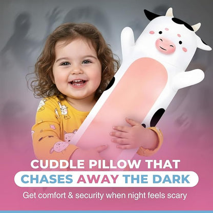 Cow Print Plush Body Pillow for Kids | Long Stuffed Animal Cuddle Pillow | Soft Hugging Toy | Plushie Gift for Girls & Boys | Long Plush Body Pillow for Sleep & Comfort | Medium, 35 Inches