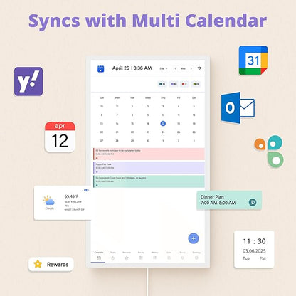 Digital Calendar 32 Inch Touch Screen, Electronic Wall & Desk Calendar Chore