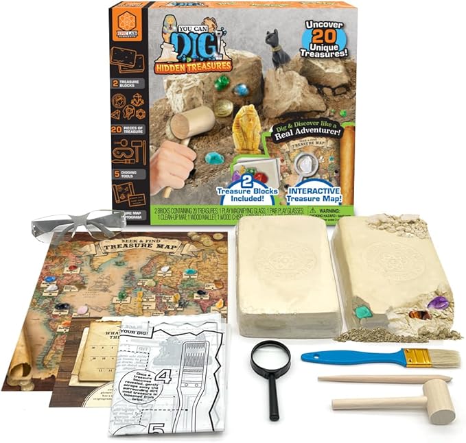 ArtSkills Epic Lab Hidden Treasures Dig Kit - Dig Up 20 Artifacts & Gemstones Science Kit for Kids Gift for Boys and Girls