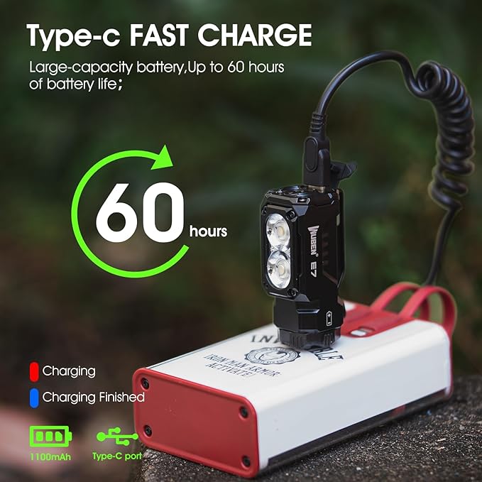 WUBEN E7 EDC Flashlight, 1800 Rechargeable Lumens Mini Flashlight, Super Bright Small Flashlight, 6 Modes IP68 Built-in Waterproof Handheld Flash Light for Emergencies Camping Hiking