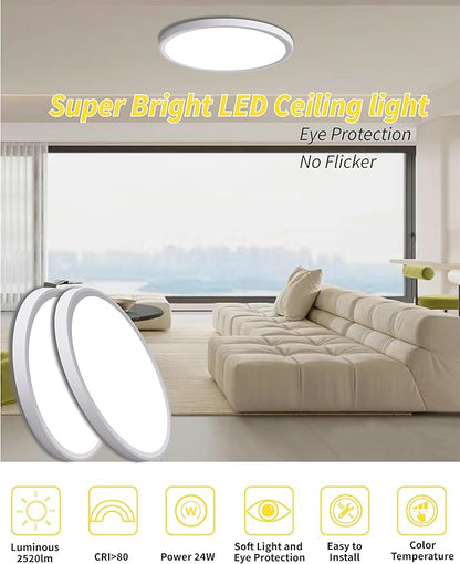 6pack 12 Inch Flush Mount Ceiling Light, 24w Led Ceiling Light,