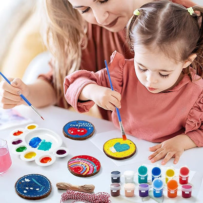 EzaroNexis Mini Acrylic Paint Set for Kids, 25 Pack 12 Colors Washable Kids Paint kit, Perfect for Home Birthday Classroom Party Favors,Painting Canvas,Paper,Wood,Rock & Fabric (350)