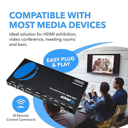 OREI 4K 1x2 HDMI Over ethernet Extender Splitter Over CAT6/7 ethernet Cable