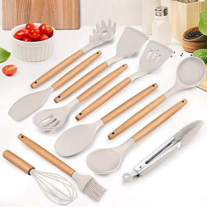 E-far Kitchen Utensils Set of 12, Silicone Cooking Utensils