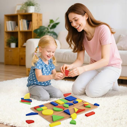Alphabet Puzzle Wooden Puzzles for Toddlers 3 4 5 Year Old, ABC Shape Learning Toddler Toys with Puzzle Board & Letter Blocks, Preschool Educational for Girls Boys, Puzzle Geometric