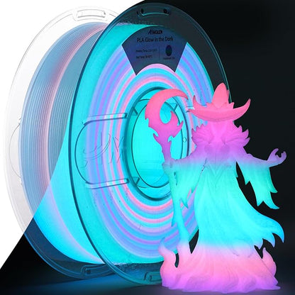 AMOLEN PLA Filament Glow in The Dark, Rainbow 5M Pink, Purple, Green, Blue, Multicolor Fast Change 3D Printer Filament 1.75mm, Best with UV Lamps, 1KG Spool (2.2lbs), Dimensional Accuracy +/- 0.02 mm