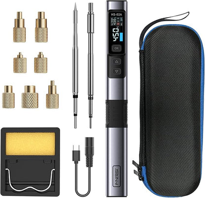 FNIRSI HS02 100W Heat Set Insert Tool & Corded Soldering Iron Kit for 3D Printer, Plastic, Portable Electronics Repair, 3 Preset Temps, 3S Fast Heating, with M2-M8 Threaded Brass Insert Nuts & Tips