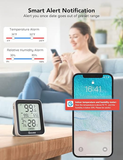 Govee Indoor Hygrometer Thermometer 3 Pack, Notification Alert