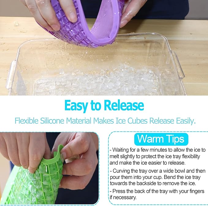 LeeYean Silicone Mini Ice Cube Trays 3 Pack, 160 Crushed Ice Cube Molds Easy