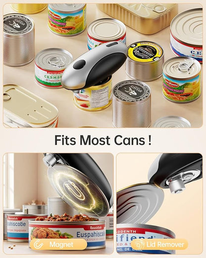Rechargeable Electric Can Opener - Smooth Edge, One-Touch Automatic Can Opener for Seniors & Arthritis, Hands-Free Can Openers for Kitchen, Type-C Fast Charge, Compact Portable Can Openers