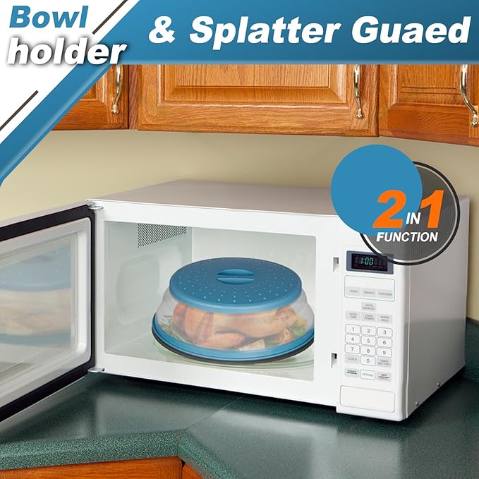 4 in 1, WENWELL Vented Collapsible Microwave Splatter Cover & Mat, Kitchen dish