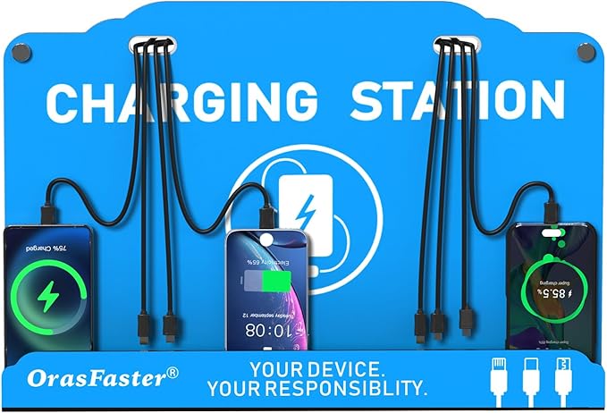 Orasfaster Wall Mounted Cell Phone Charging Station | Multi-Device Station