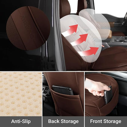 Coverland Custom Fit Car Seat Covers for SUV Compatible with [Mercedes-Benz Sprinter, Volkswagen ID.4, ID.Buzz] Premium Waterproof Non-Slip Interior Seat Protector [Front Dark Brown - Size Chart A34]