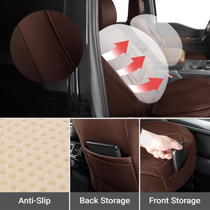 Coverland Custom SUV Car Seat Covers Front Seats for [2025-2026 Subaru Forester] - Protector Car Seat Cover Water Resistant Leather Memory Form Back Support Seat Cushion [Front-Dark Brown]