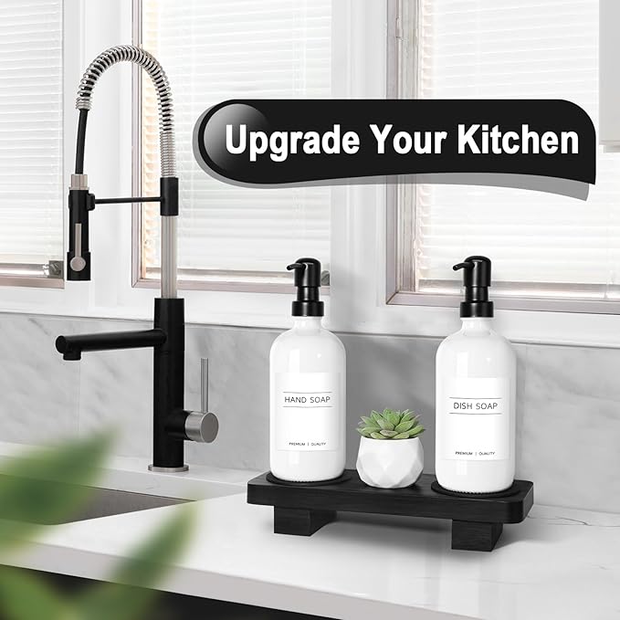 KASUNTING Hand Soap Dispenser for Kitchen, Bathroom Soap Dispenser Set