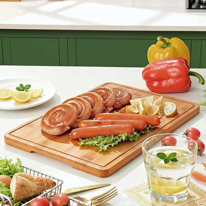 Zarler Bamboo Cutting Boards for Kitchen, 15.5x10.5 Durable Wood Cutting Board
