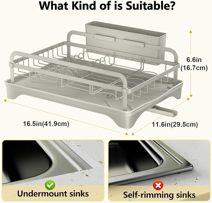 LIYI Dish Rack - Dish Racks for Kitchen Counter, Kitchen Dish Drying Rack