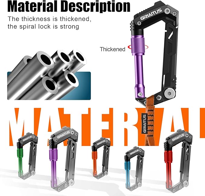 Carabiner Multitool with Pocket Knives, EDC Carabiners, Serrated Knife, Rope Cutter, Screwdriver, Can Bottle Opener, Ruler, Folding Knife for Camping Hiking, Gifts for Men (Purple)