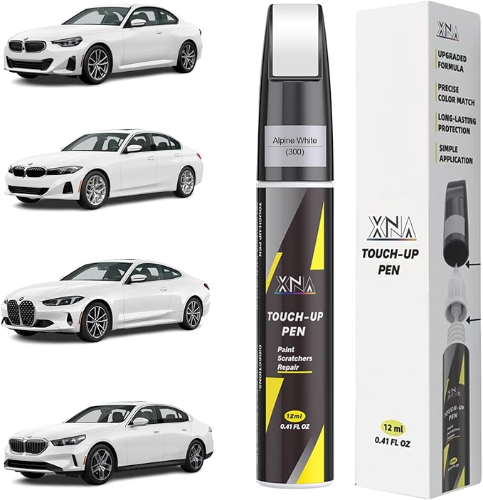XNA Alpine White(300) for BMW Touch Up Paint, Car Scratch Remover for Nicks and Chips Repair, 2-In-1 Quick & Easy Fix Car Scratch Repair Kit with Exact Color-Matched