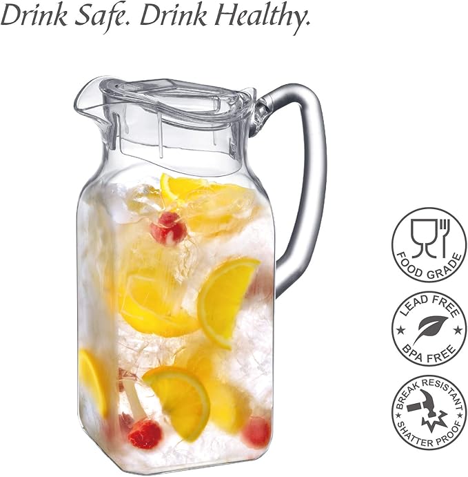 Amazing Abby - Quadly - Plastic Pitcher, Fridge Jug, Shatter-Proof, and More