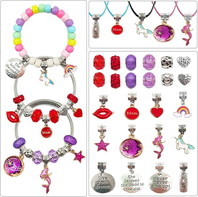 leitait Girls Toys Bracelet Making Kit - 3000pcs Charm Jewelry Making Kit Supplies,Easter Basket Stuffers,Unicorn/Mermaid Crafts Birthday Christmas Gifts for Girls Ages 5 6 7 8 9 10 11 12 Years Old
