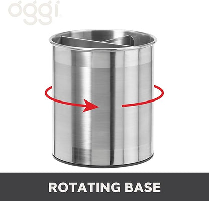 Oggi Jumbo Stainless Steel Rotating Utensil Holder