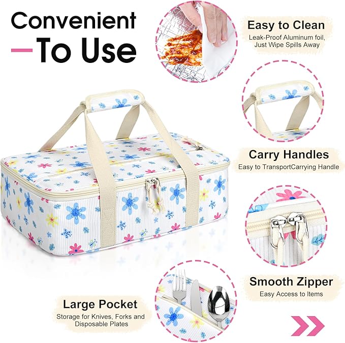 Corduroy Casserole Carrier, Insulated Lasagna Lugger