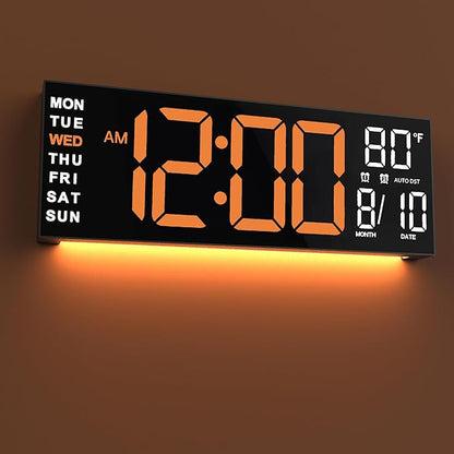 JALL 16" Large Digital Wall Mount Clock, Count Down Timer, Big LED, RGB Color