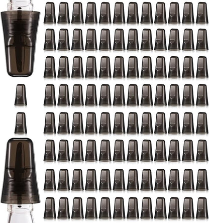 Chengu 100 Pieces Liquor Bottle Covers Pour Spout Covers Bar Toppers for Bottles Universal Pour Dispenser Dust Translucent Silicone Rubber Spout Caps for Bar Home Kitchen Tools Supplies (Black)
