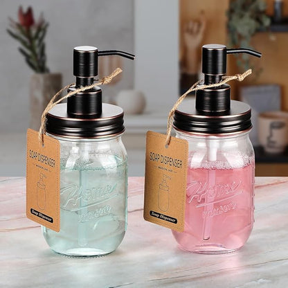 Amolliar Mason Jar Liquid Soap Dispenser, Rustproof Stainless Steel Replacement