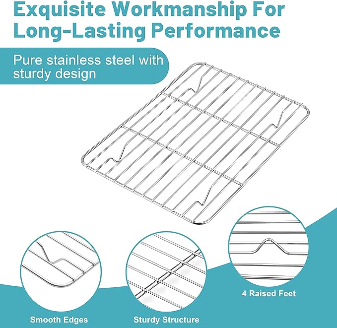 TeamFar Cooling Rack, 8.75” x 6.25” Stainless Steel Wire Baking Rack