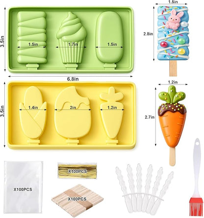 Juome Cake Pop Mold Kit, 2 Pack 6 Cavities Cakesicle Molds Silicone