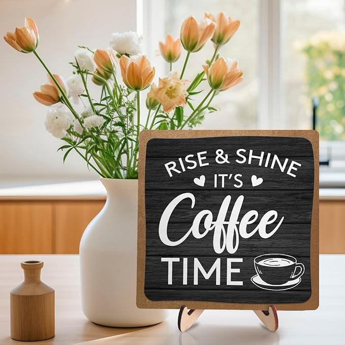 Coffee Bar Decor Sign, Coffee Bar Accessories, Funny Coffee Bar Desk Decor
