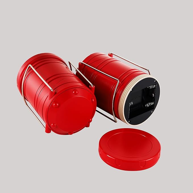 Lichamp LED Camping Lantern, 4 Pack Battery Powered Flashlight for Power Outages, Portable Collapsible Hanging Light Essential for Home, Outdoor, Emergency Lamp Survival Kit Gear for Hurricane, Red