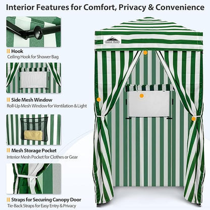 EAGLE PEAK Flex Ultra Compact 4x4 Pop-up Canopy, Sun Shelter, Changing Room, Portable Privacy Canopy Cabana for Pool, Fashion Photoshoots, or Camping, Green/White